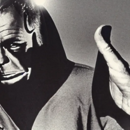 Prompt: the grim hand of death reaching out for william shatner