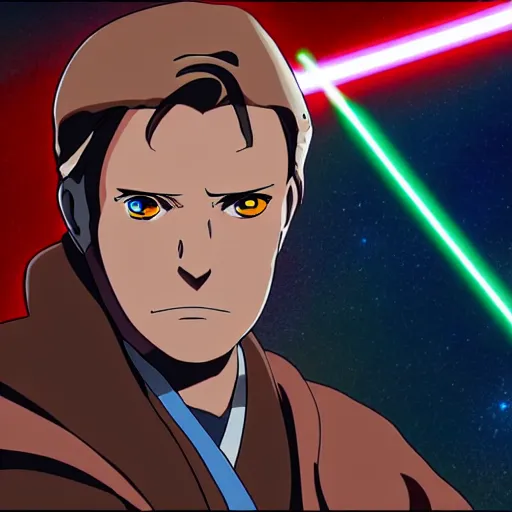 Prompt: Obi-Wan Kenobi as an anime character from Mappa. Extremely detailed. Beautiful. 4K.