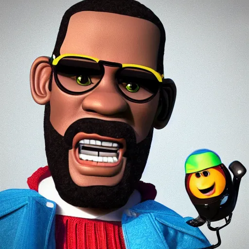 Image similar to r kelly as a pixar character, 3 d render,