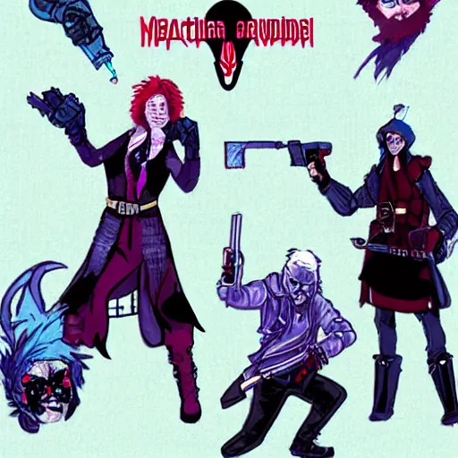 Image similar to a grifter, a hacker, a thief, and a mastermind in the style of a d&d cover