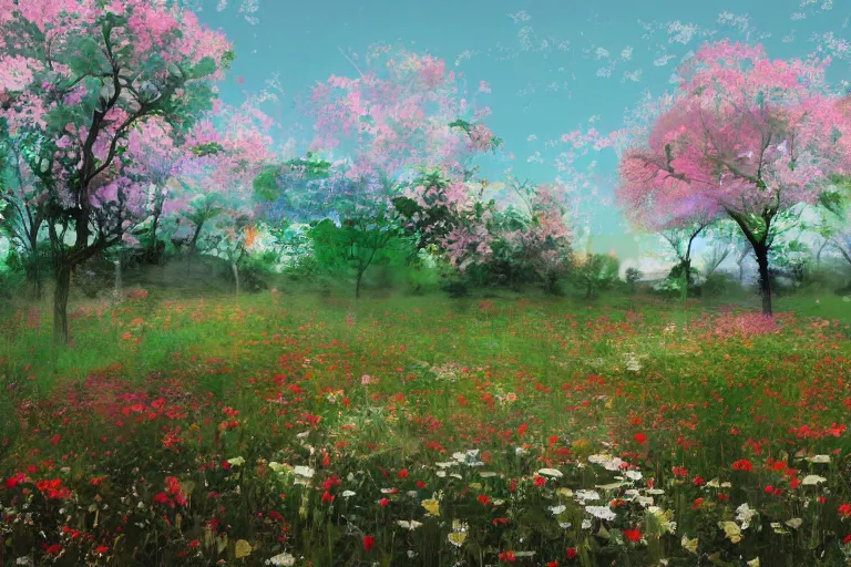 Prompt: landscape by petra cortright, psychological, high quality render, masterpiece