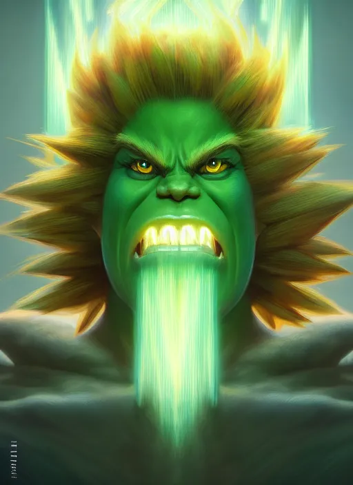 Prompt: symmetry!! portrait of blanka with lightning, street fighter, global illumination!! intricate, elegant, highly detailed, digital painting, artstation, concept art, smooth, sharp focus, illustration, art by artgerm and greg rutkowski and alphonse mucha