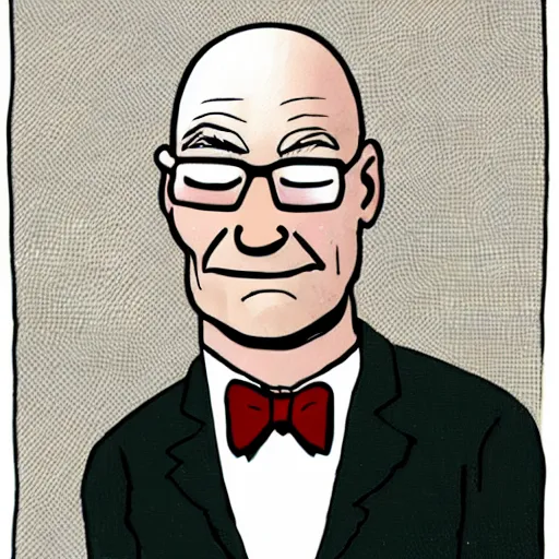 Image similar to portrait of patrick stewart by mo willems