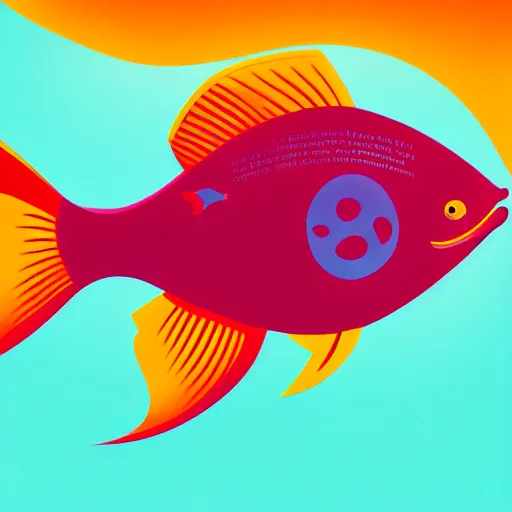 Image similar to profile of one stylized fish in center of view, photo studio, artstation, intricate, realistic, highly detailed, digital painting, concept art, sharp focus, illustration by tom whalen and charles williams and kilian eng and james jean