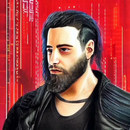 Image similar to male orthodox cyberpunk jew with pace