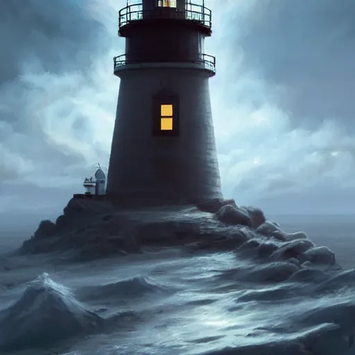 Prompt: a lighthouse standing on a cloud far into the sky,clouds surround it,digital art,hyperdetailed,art by greg rutkowski,trevor henderson and rossdraws,photorealistic,incredible detailed,western comic style,2021,trendimg on artstation,deviantart