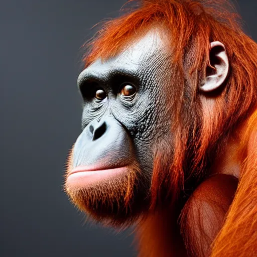 Prompt: orangutan wearing a vr headset, black background