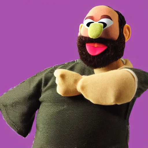 Image similar to Tom Segura as a Muppet, 4k —height 1024 —width 1024