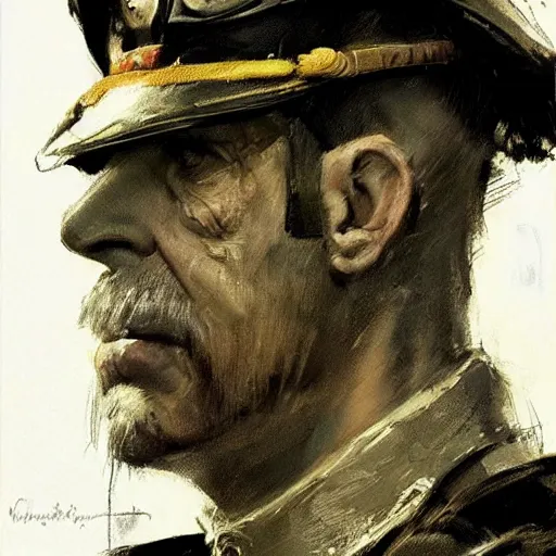 Image similar to portrait of an old spanish captain manuel fraga iribarne, colourised, face portrait, epic, tragic, military art, fantasy, dieselpunk, hd shot, digital portrait, beautiful, artstation, comic style, by artgerm, guy denning, jakub rozalski, magali villeneuve and charlie bowater