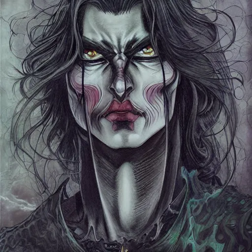 Image similar to Beautiful Sauron in the style of Ayami Kojima, portrait