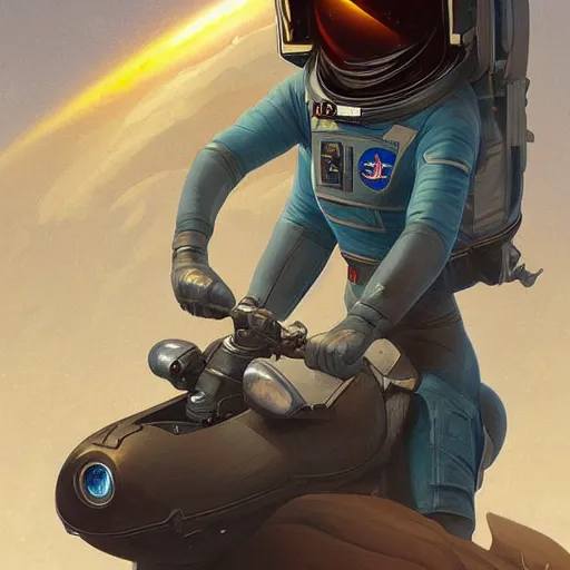 Image similar to Astronaut riding a rocket, highly detailed, digital painting, artstation, concept art, smooth, sharp focus, illustration, art by artgerm and greg rutkowski and alphonse mucha