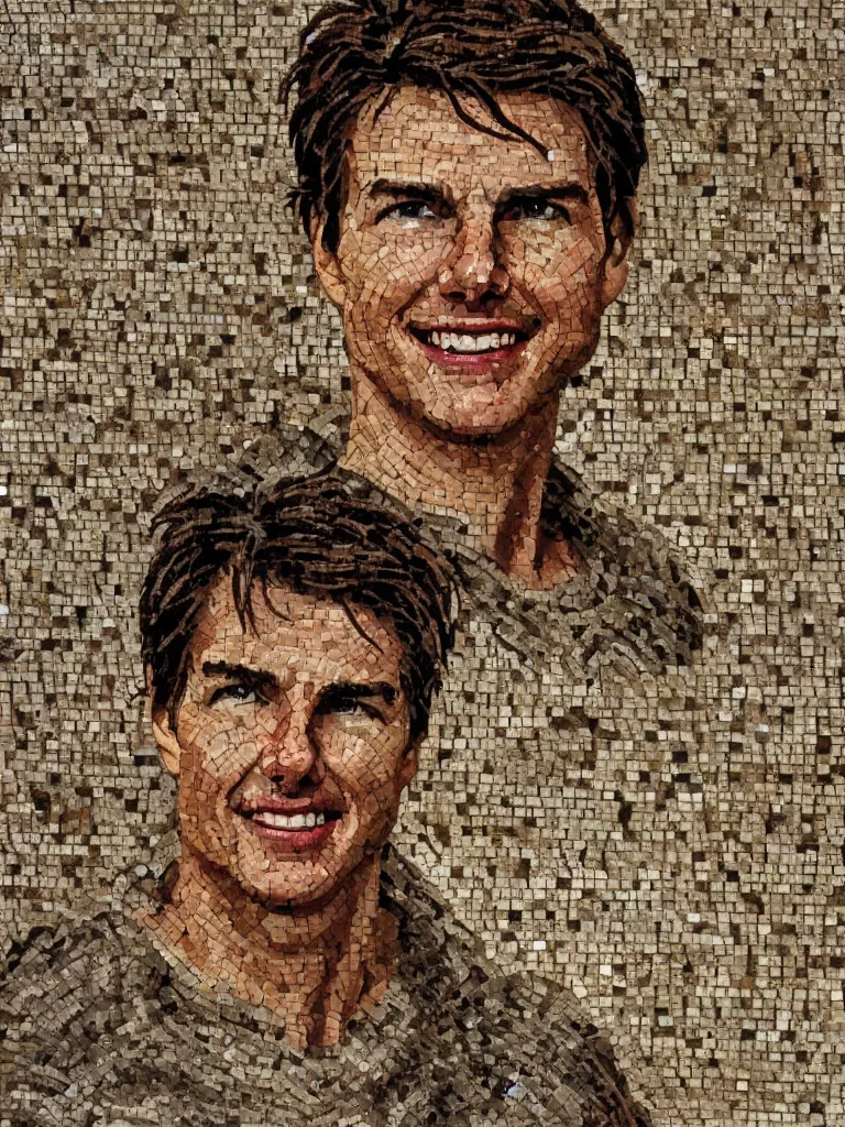 Prompt: tom cruise in a ancient roman mosaic