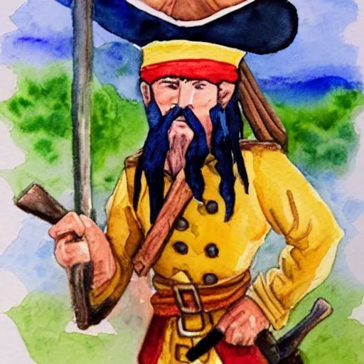 Image similar to watercolor painting of a pirate from the settlers of catan
