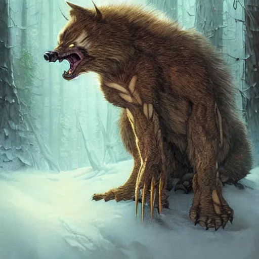 Prompt: cursed angry wolverine animal in woodland, orthodox, art by franklin booth, by lise deharme, very detailed, trending on artstation, harsh fairy tale