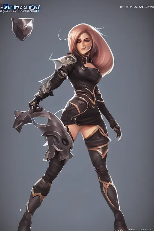 Prompt: A female league of legends character, fullbody art, wearing fully kitted black armor, character concept, dynamic posing, 8k, trending on artstation