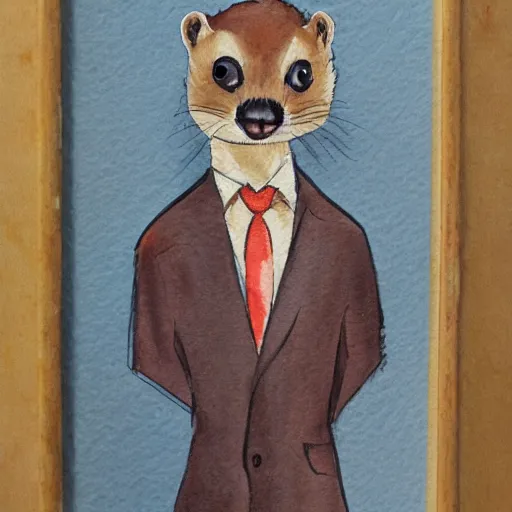 Image similar to A weasel lawyer, watercolor style