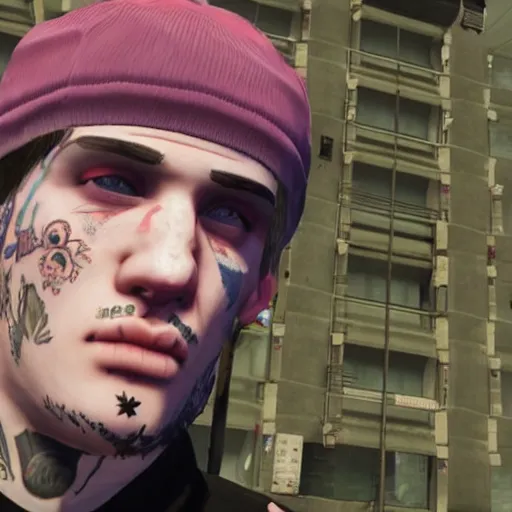 Image similar to lil peep in grand theft auto 5, hd screenshot