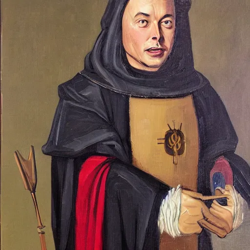 Image similar to elon musk as a smug peasant in medieval times, oil on canvas