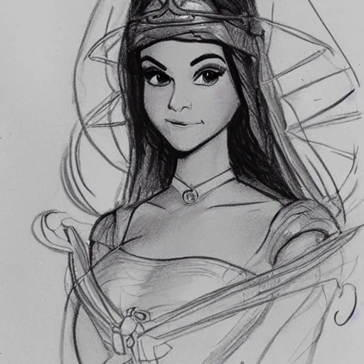 Image similar to milt kahl sketch of victoria justice as princess padme from star wars