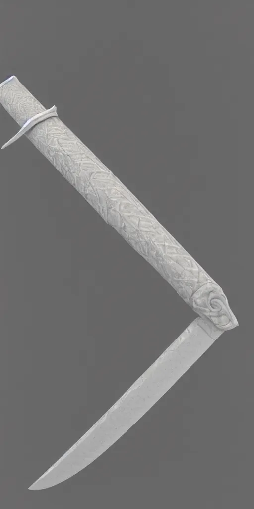 Prompt: a 3d model of a long sword, positioned vertically in the center, with dragon like handle