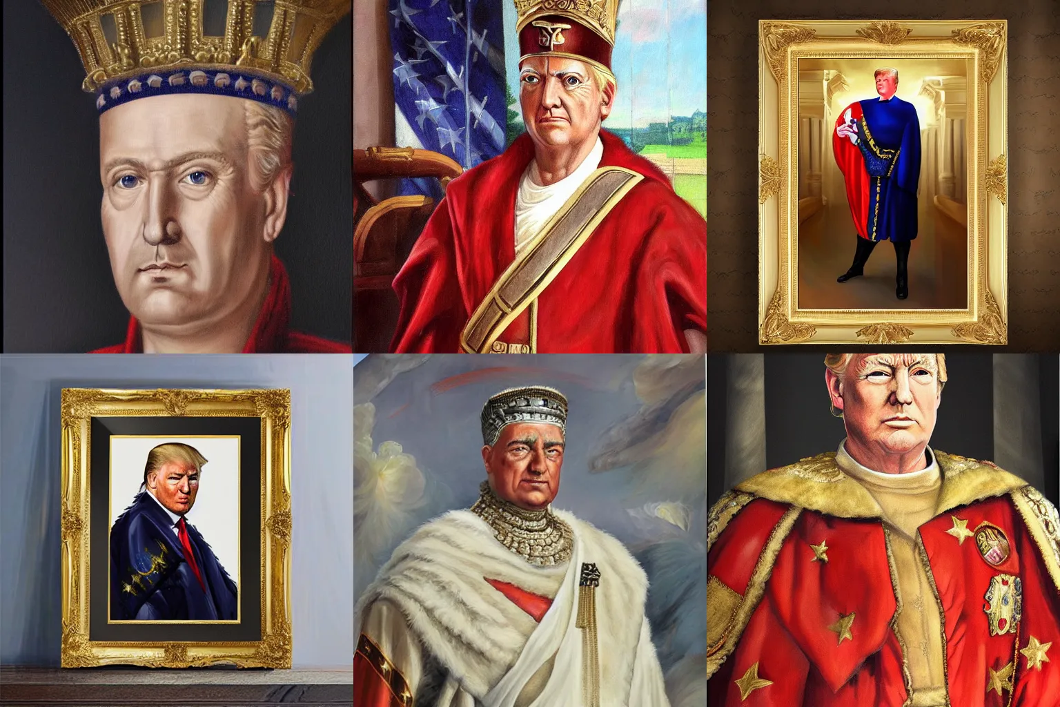 Prompt: roman emperor donald trump imperial costume white house portrait oil painting
