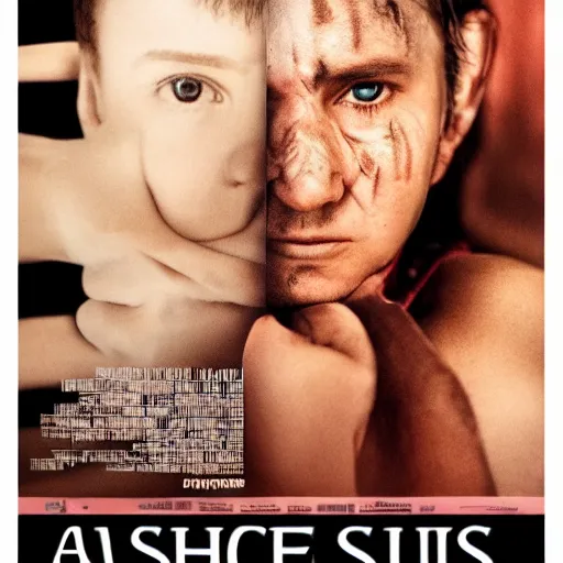 Image similar to a person with cuts and scars, movie poster photo