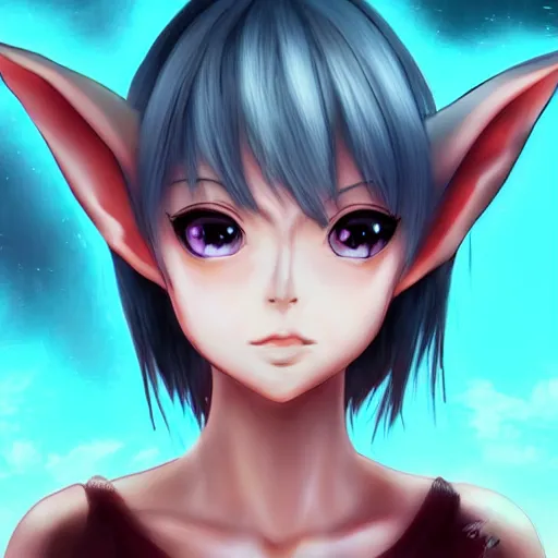 Image similar to elf girl with huge ears, anime style digital art, hd, artstation, pixiv