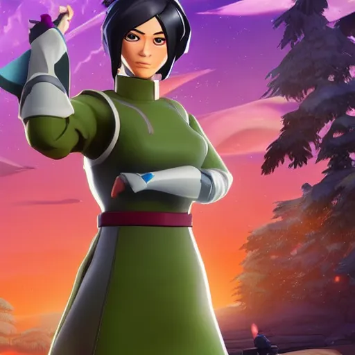 Image similar to toph beifong in fortnite, character render, full body shot, highly detailed, in game render