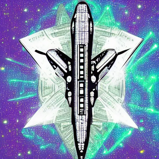 Image similar to spaceship with crystals on matrix