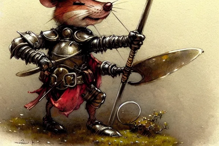 Prompt: adventurer ( ( ( ( ( anthropomorphic fantasy mouse knight. muted colors. ) ) ) ) ) by jean baptiste monge!!!!!!!!!!!!!!!!!!!!!!!!! chrome red