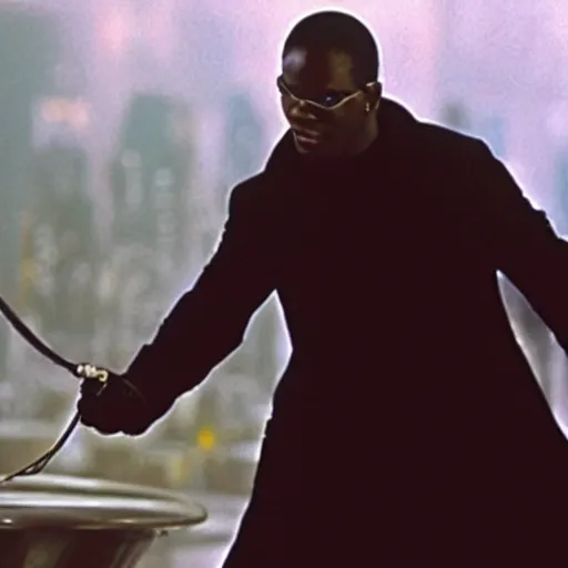 Image similar to A still of Levar Burton as Morpheus in The Matrix (1999)