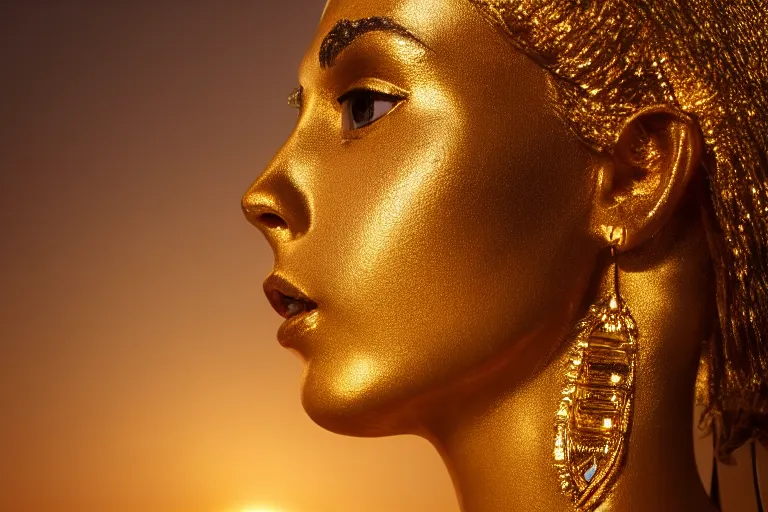 Image similar to a beautiful award winning photo of Cleopatra, golden hour, very detailed and sharp, 4k cinematic