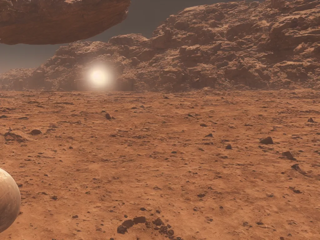Prompt: a distant desert dystopian earth floating in outer space with full planet in view, dusty unreal engine, hyperrealistic, Cryengine 8k UHD