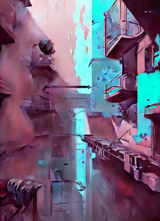 Image similar to matte painting extreme offset 3 d calligraphy graffiti mural dripping paint wall extreme maximalism by by atey ghailan, by greg rutkowski, by greg tocchini, by james gilliard, by joe fenton, by artur bordalo, pink, brown, black and light blue color scheme, octane render