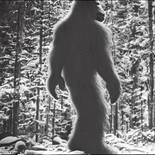 Image similar to a screen capture of found footage video of bigfoot, left behind by a missing hiker in 1 9 8 6