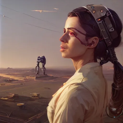 Image similar to highly detailed portrait, a woman with robotic parts, in gta v, stephen bliss, unreal engine, fantasy art by greg rutkowski, loish, rhads, ferdinand knab, makoto shinkai and lois van baarle, ilya kuvshinov, rossdraws, tom bagshaw, global illumination, radiant light, detailed and intricate environment