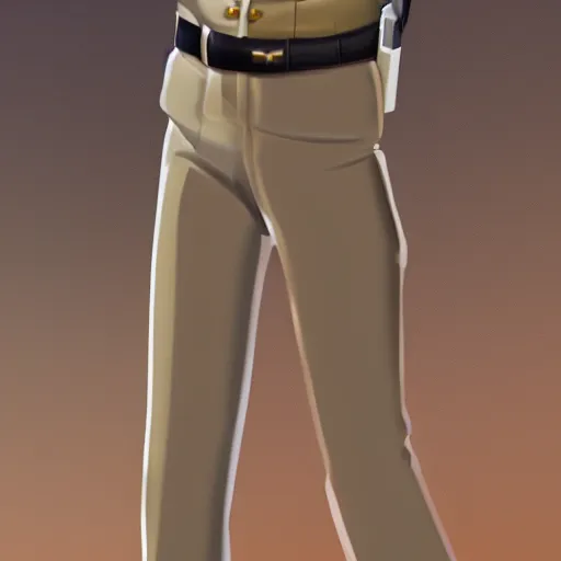 Image similar to pale skin security officers beige uniform - - - blue pants trending on artstation high detail digital painting