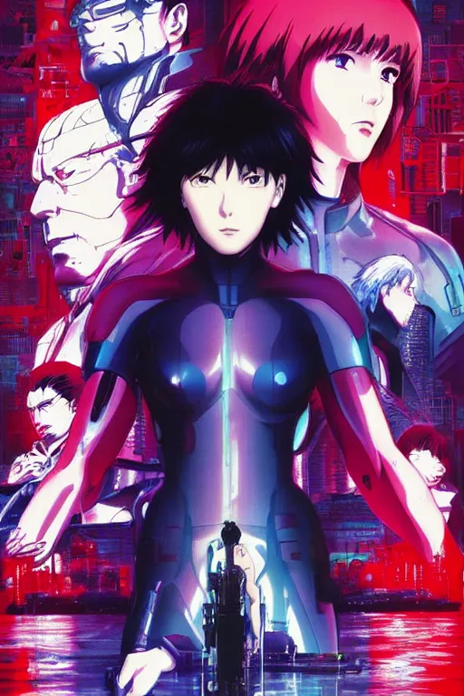 Image similar to ghost in the shell poster 1998 key art by makoto shinkai and Masamune Shirow