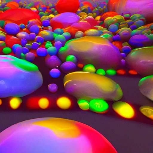 Prompt: colorful phosphenes in exotic shapes on a black background, unreal engine, ilya repin
