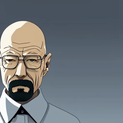 Image similar to walter white as an anime character, incredibly high detailed, crisp, studio quality 4k