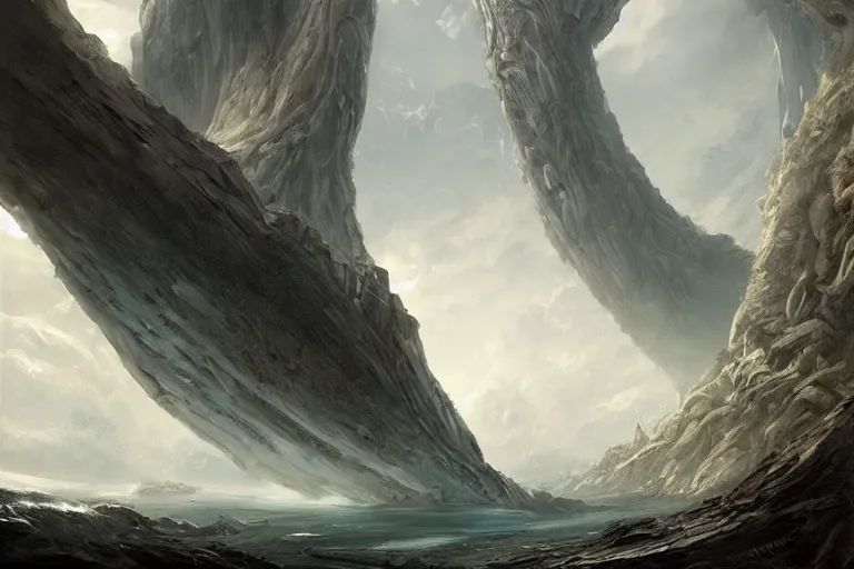 Prompt: Scylla and Charybdis, by Jessica Rossier and HR Giger cinematic concept painting