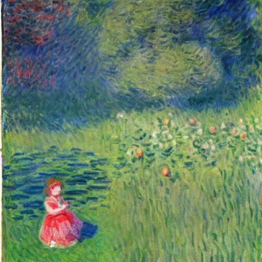 Image similar to apple by monet, children book illustration