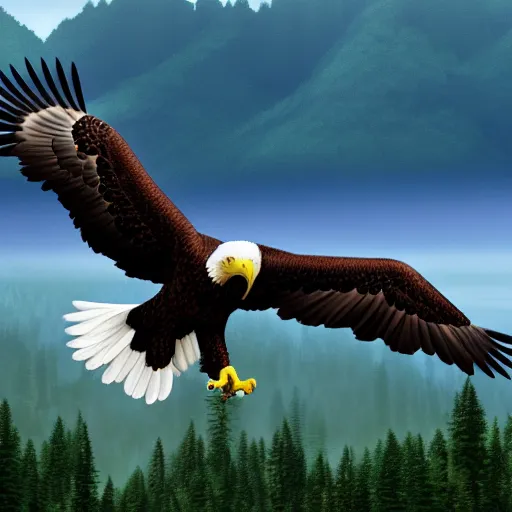 Prompt: Eagle soaring over mountain forest 4k trending on artstation