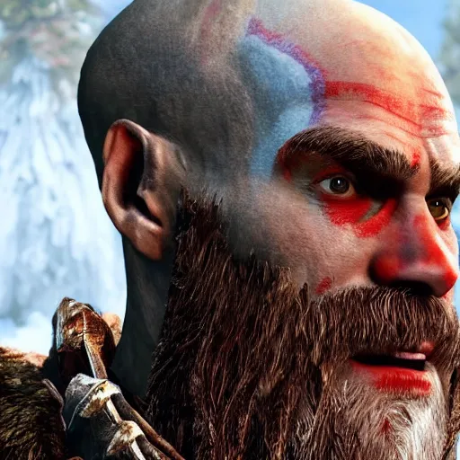 Prompt: jim carrey in god of war