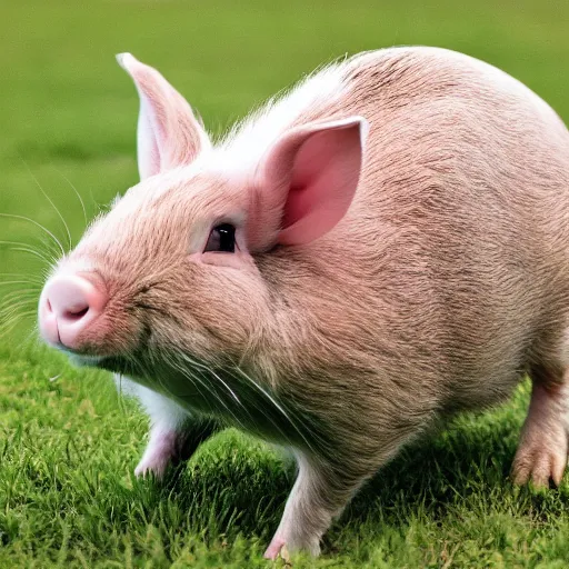 Prompt: a rabbit mixed with a pig