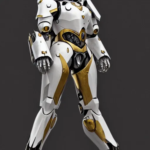 Prompt: A knight in ivory white mecha armor with gold trim, bust portrait, art by Eugenia firs ArtStation, Octane render, intricate detail, smooth, sharp focus,