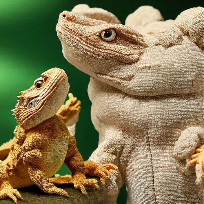 Image similar to bearded dragon as calico critters, detailed product photo