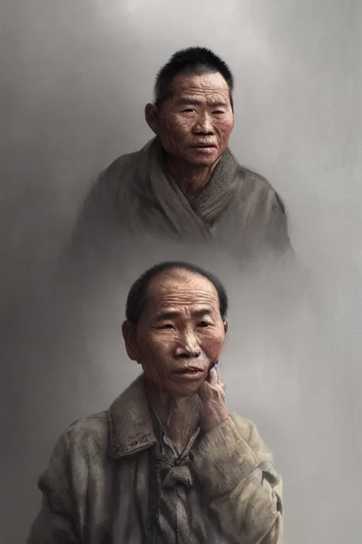 Image similar to chinese citizen, portrait, poor, intricate, elegant, volumetric lighting, scenery, digital painting, highly detailed, artstation, sharp focus, illustration, ruan jia, steve mccurry