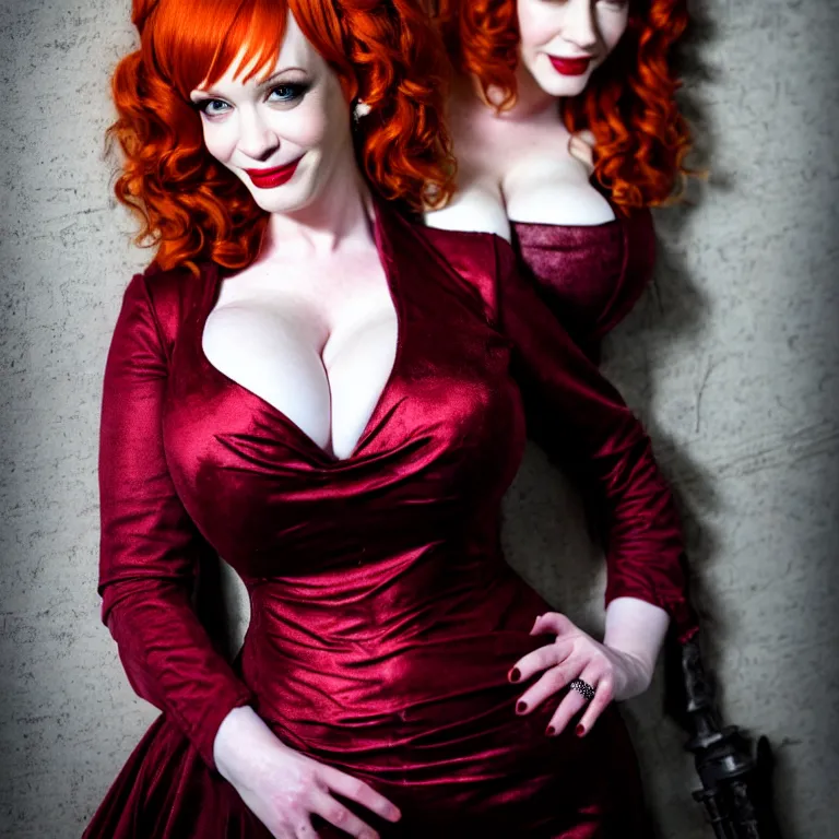 Image similar to full body photograph of christina hendricks as a vampire queen, extremely detailed. dslr. 8 5 mm.