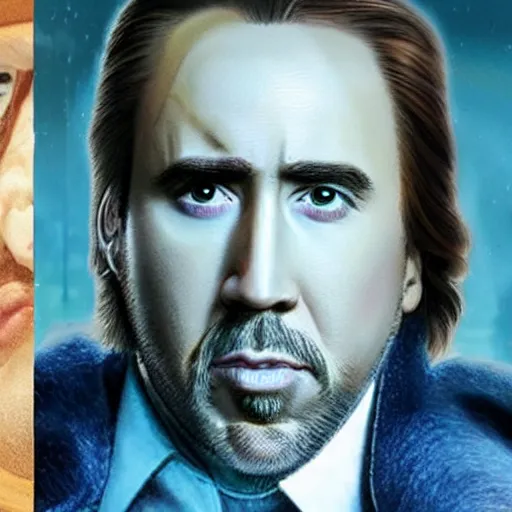 Image similar to a realistic picture of nicholas cage as obi wan kenoby